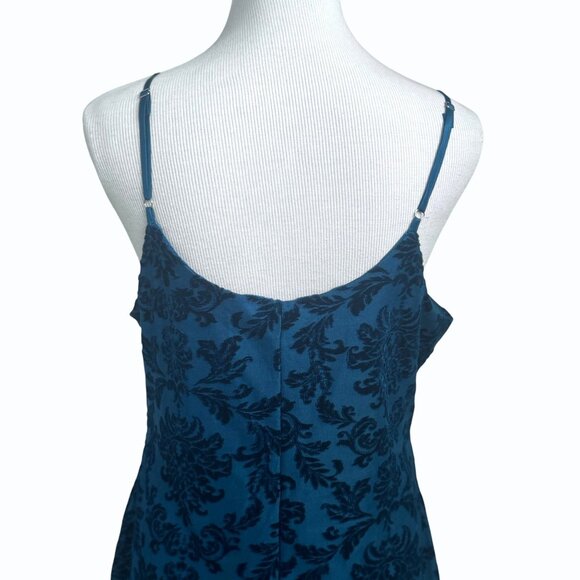 Forever 21 Womens Velvet Baroque Cami Mini Dress Womens XL Blue Burnout Goth - Picture 6 of 14